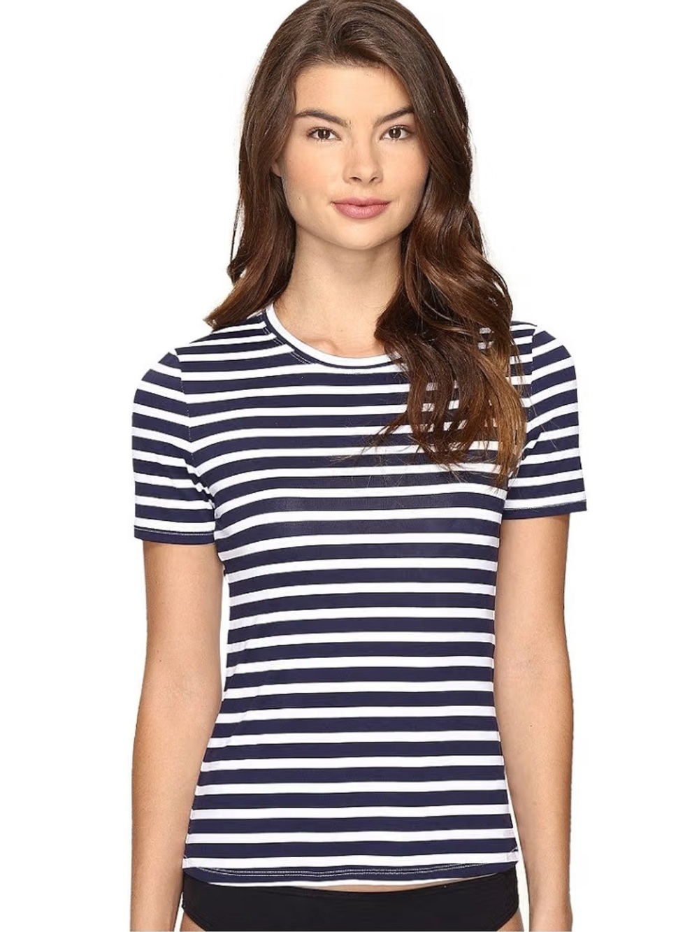 Tommy Bahama Breton Mare Blue & White Striped Rash Guard Swim Top Women’s XL